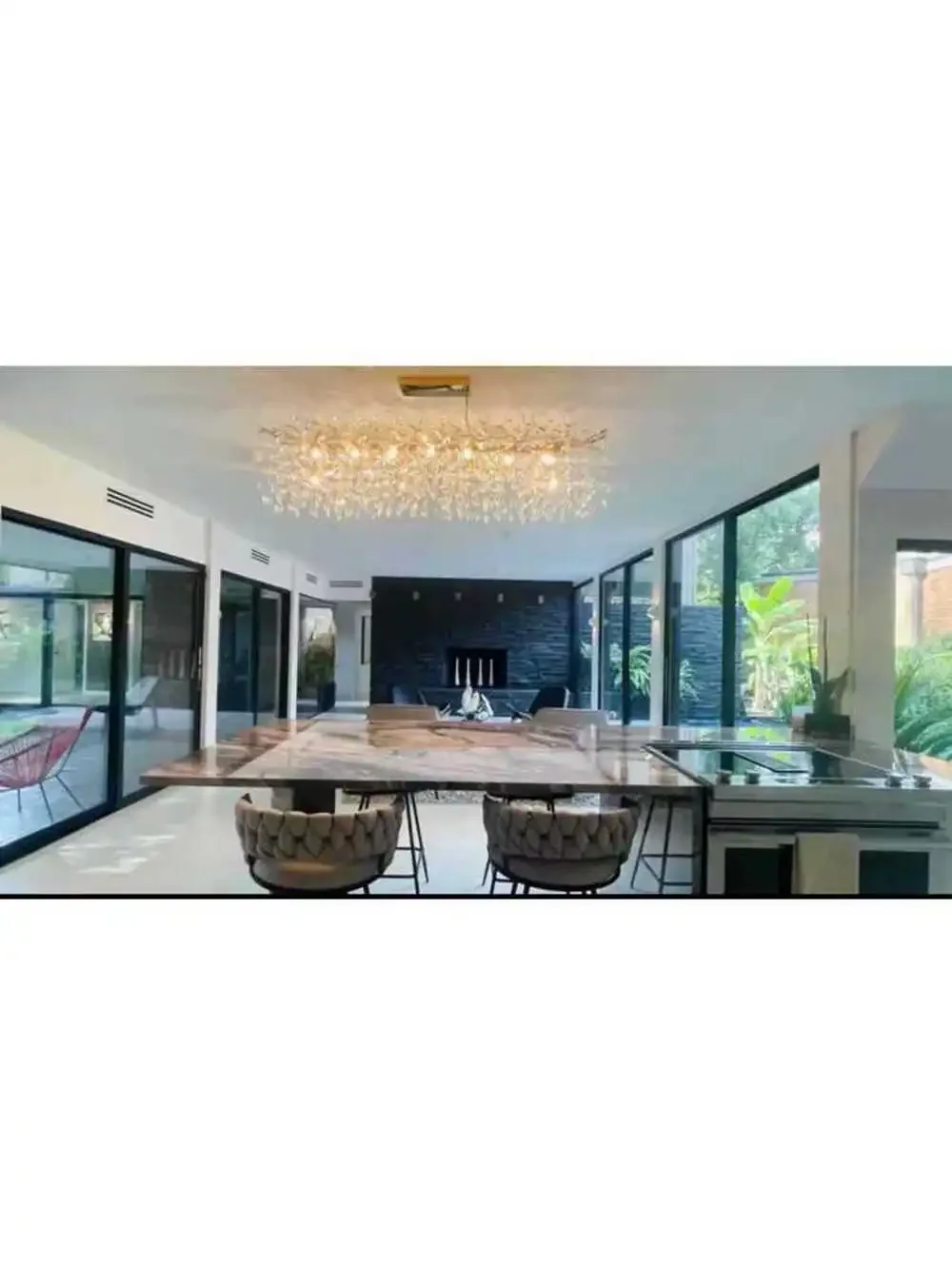 Luxora Modern Crystal Chandelier Pendant Light with Gold Branch Design